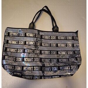 Victoria's secret black with silver sequin Tote Bag